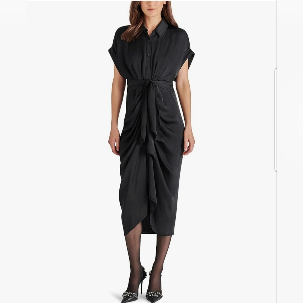 Steve Madden Silky Tie-Waist Midi Dress